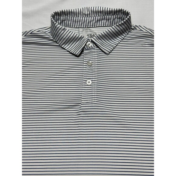 1764 Polo Golf Shirt Mens XL Striped Performance Stretch *READ *STAINS - Picture 1 of 10